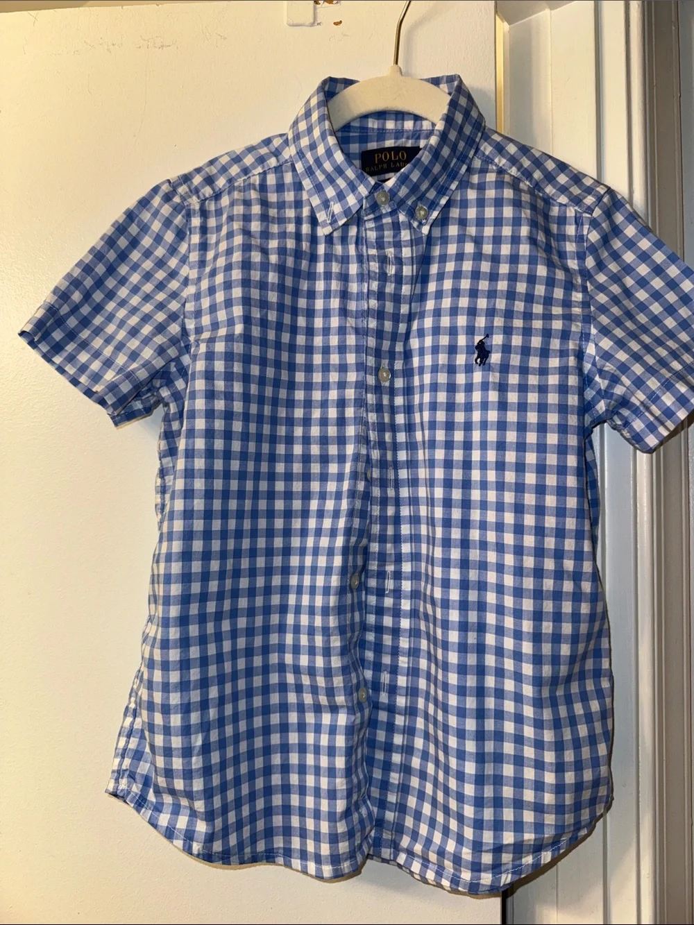 Ralph Lauren Blue & White Gingham Button-Down Shirt